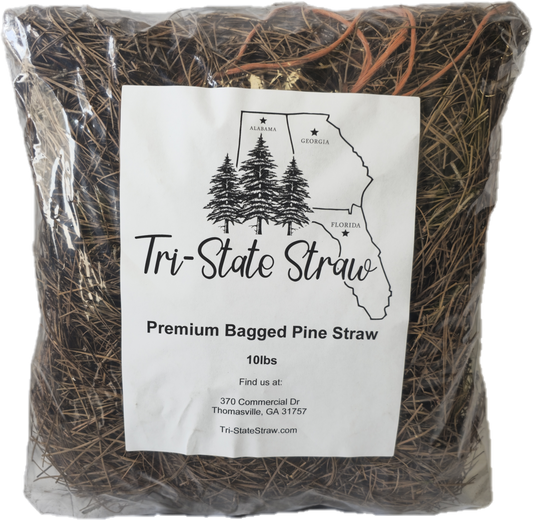 Tri-State Bagged Pine Straw- Natural Long Leaf 10lbs (PICKUP/LOCAL DELIVERY)